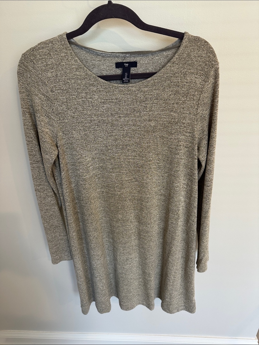 GAP Heathered Taupe Long Sleeve A-Line Tunic